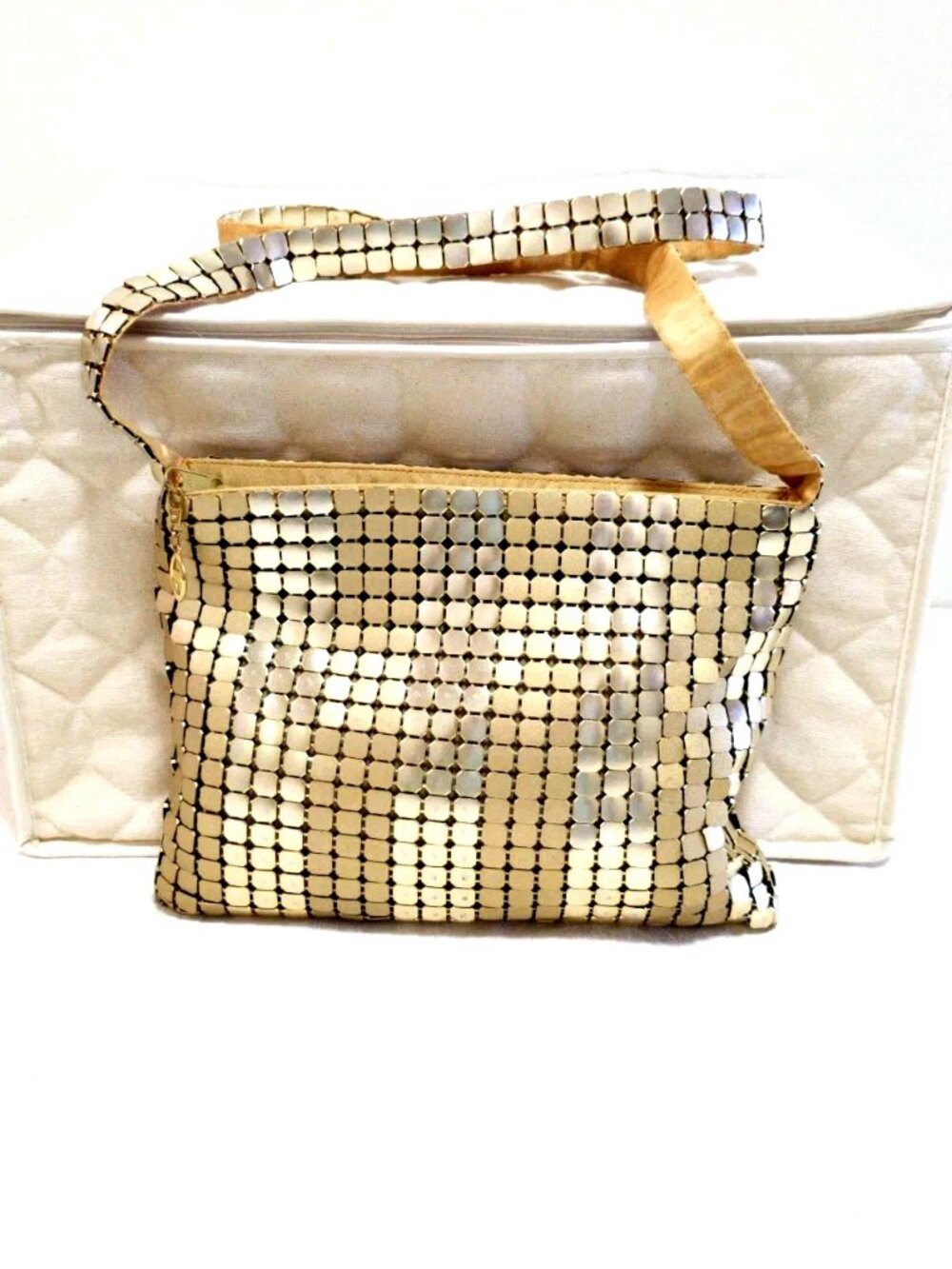 Marlo Handbags SHINY GOLD Tones RETRO DISCO Small Purse Crossbody Shoulder Bag
